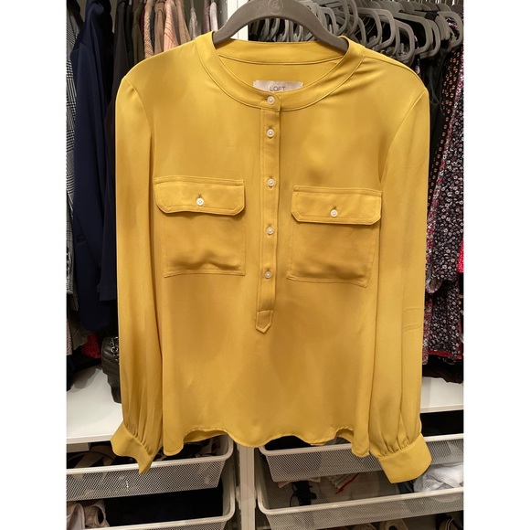 New Mustard Blouse with Front Pockets from Loft - Picture 8 of 8